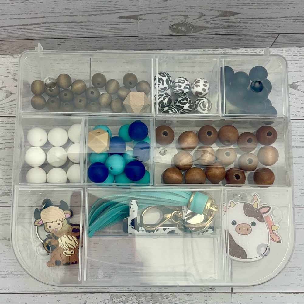 Rubber & Wood Beads To Make Keychains or Purse Charms With Cow Charms